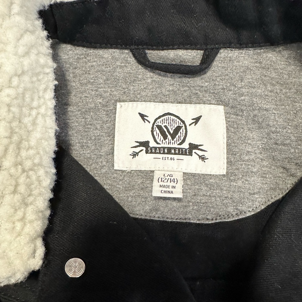 Shaun White Black Coat with Cream Collar